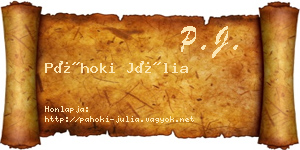 Páhoki Júlia névjegykártya